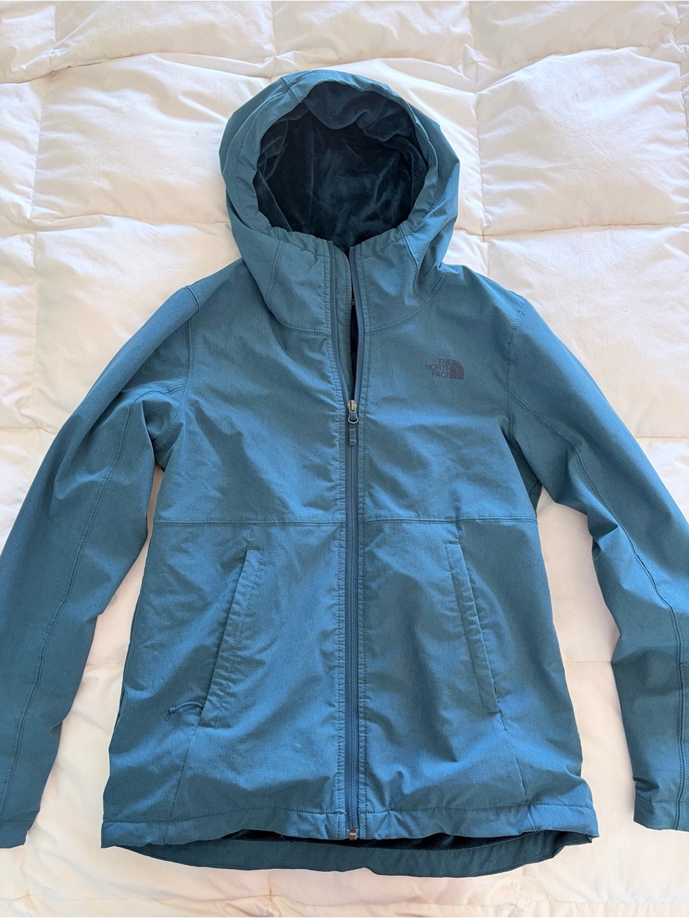 The North Face Teal Hooded Softshell Jacket